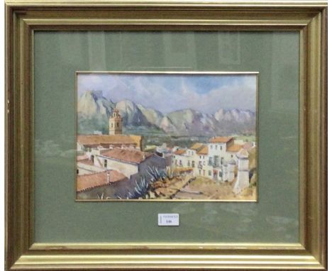 BRITISH SCHOOL, CITYSCAPE watercolour on paper, signed indistinctlymounted, framed and under glassoverall size 51cm x 61cm 