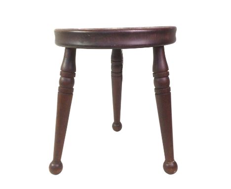 MAHOGANY TRIPOD STOOL, LATE 19TH / EARLY 20TH CENTURY with circular top and carved Celtic style detail33cm high