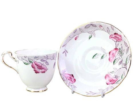 MELTON NEW CHELSEA STAFFS PART TEA SERVICE, decorated with pink foliage with hints of green on a white ground