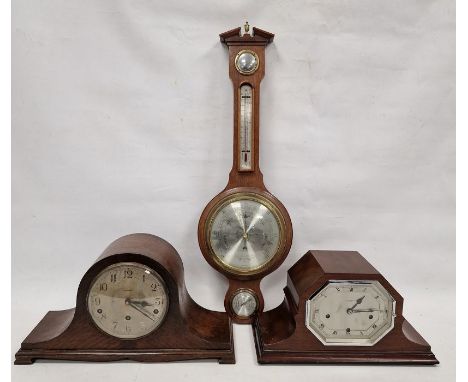 Mid century oak cased mantel clock&nbsp;by Mappin &amp; Webb, the circular dial having Arabic numerals denoting hours, 22cm h