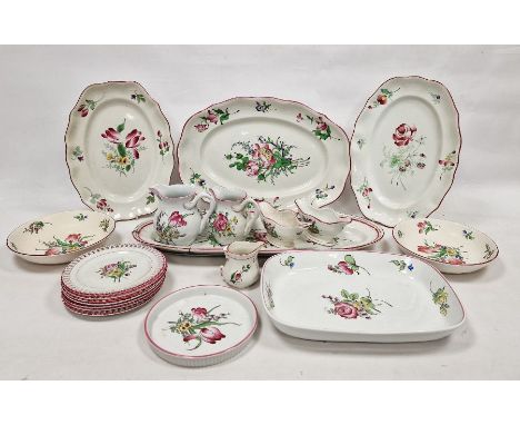 French 'Luneville' pottery part service&nbsp;decorated with floral sprays including three graduated meat dishes, seven desser