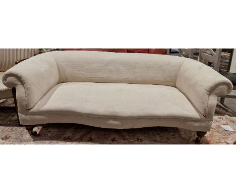 19th century three-seater sofa, possibly by Gillows, with stamped number to rear leg 108502900, with one front castor stamped