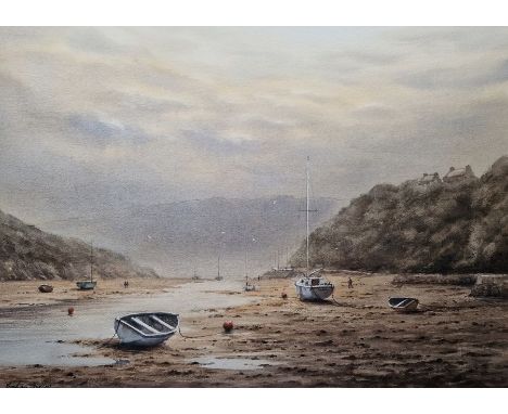 Graham Hadlow (Contemporary)
Watercolour
"Misty Evening", estuary with tide out, signed lower left, framed and glazed, 35cm x
