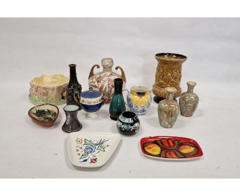 Collection of Poole pottery, Wedgwood, Sylvac and other ceramic items including two Poole dishes, one in Delphis pattern, a W