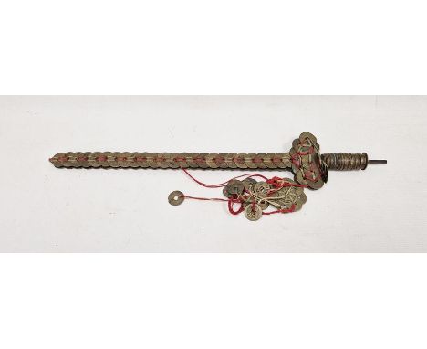 Antique Chinese ceremonial coin sword, 47cm long overall&nbsp;Condition ReportSurface marks, tarnishing, accretions. Coins fr