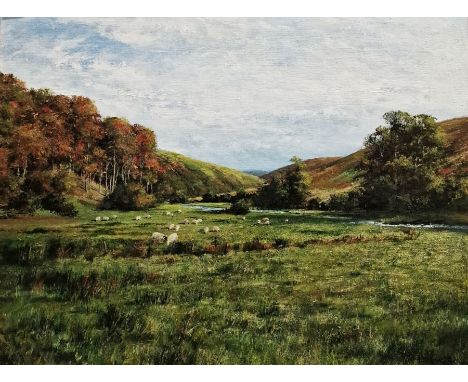 Hugh Gurney (b.1932)
Oil on board
"The Baile Under Birch Cleave, Simonsbath", signed and dated '97 lower right, framed, bears