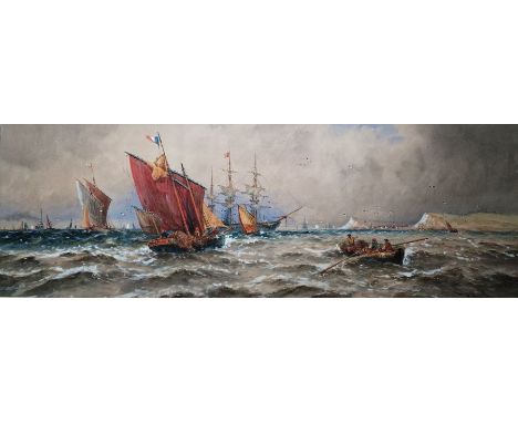 Thomas Bush Hardy RA RBA (1842-1897)
Watercolour
Two marine scenes, sailing vessels off quayside with lighthouse, signed and 