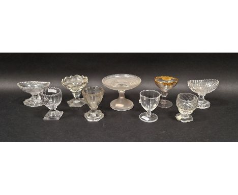 Collection of late 18th to early 20th century cut and press moulded glass salts&nbsp;including a continental example with gil