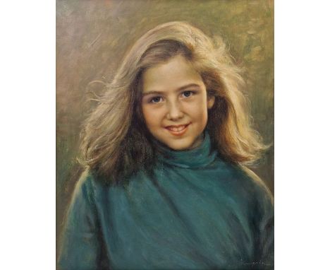 J.B..incharian? (20th Century)
Oil on canvas
Portrait of a young girl wearing blue jumper, indistinctly signed lower right, f