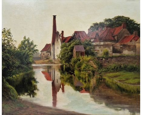 R. Mullen (20th century school)
Oil on board
Mill on the bank of a river, signed lower left, framed, 49.5cm x 59cm