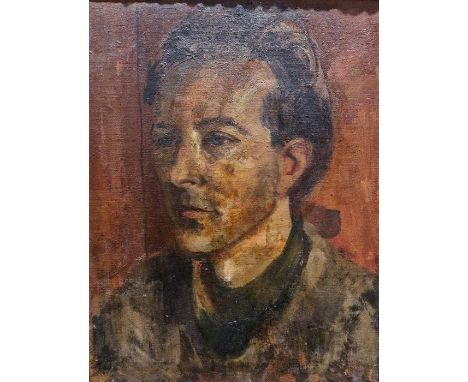 20th century school
Oil on canvas
Portrait of a young man, unsigned, framed, 49cm x 38cm