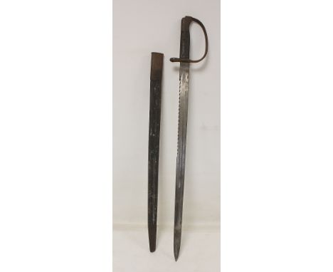 British Victoria pattern 1879 Martini Henry Artillery sawtooth sword bayonet measuring 65.5cm in length. War Department &amp;