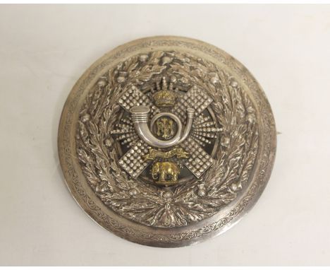 Victorian Highland Light Infantry silver regimental plaid brooch by Edinburgh silversmiths Anderson &amp; Sons. Fully hallmar