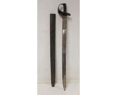 1870 British Naval lead cutter training / feat sword measuring 33" length. The iron blade is etched with "Lead cutter No 3 Wi