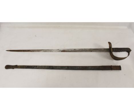 Victorian British 1897 pattern sword with acid etched blade bearing the VR cipher. Pierced basket guard and silver wire wrapp