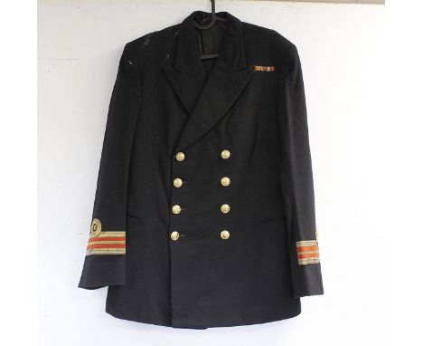 British Royal Navy dress uniform jacket having A &amp; J Scott of Aberdeen interior label, brass naval buttons by Ed Stillwel