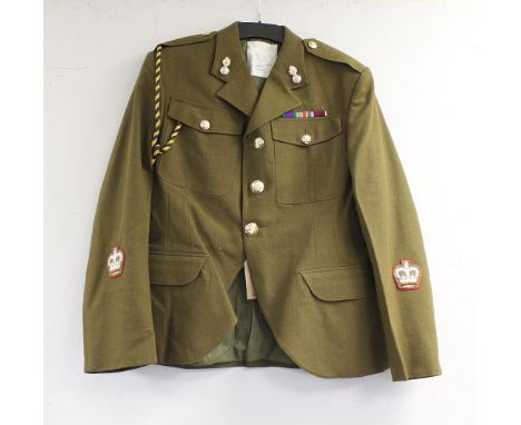 British Army dress uniform jacket having Bernard Uniforms Ltd label penned "0608 Grant", HLI staybrite buttons by Gaunt of Lo