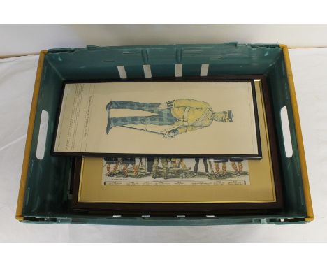 Box of modern militaria interest prints to include a print depicting the Highland Light Infantry through the years and portra