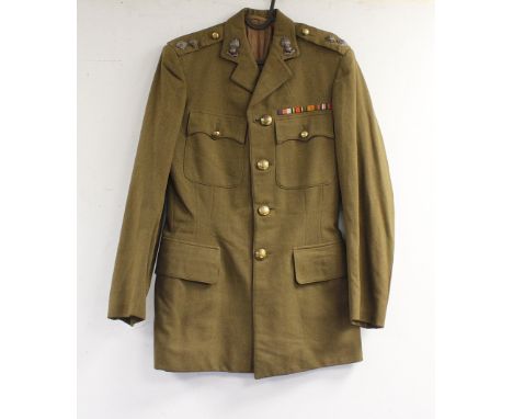 British Army dress uniform jacket having Austin Reed of Regent Street label penned "024064 Bigwood 28.8.43", Royal Engineers 