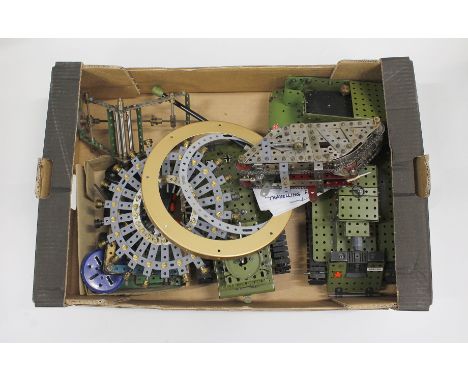 Meccano constructed model of an army tank with 6v electric motor (untested), a model of a Russian tank and a model of a Briti