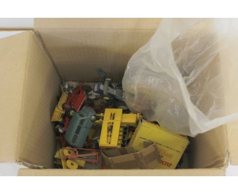 Collection of vintage toys and model farm vehicles to include Dinky toys, No. 324 Hay Rake, Corgi and various others. All pla