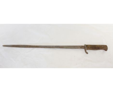 Antique Imperial German M1898 pattern bayonet, the quillback blade measuring 20 3/8". Bears makers mark of G G Haenel of Suhl