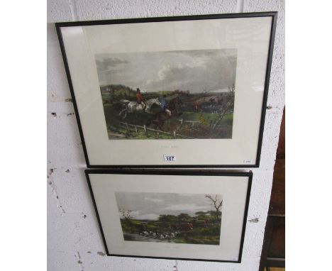 Pair of hunting prints - Full Cry & Gone Away
