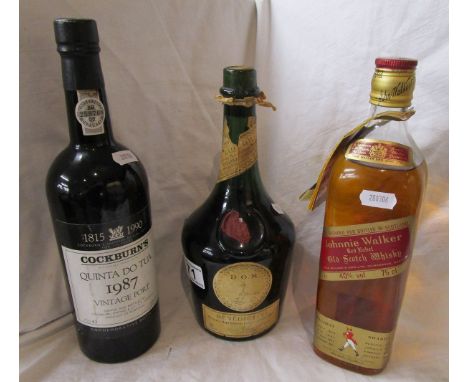 3 bottles of booze - Johnny Walker, Benedictine & vintage Cockburn's Port