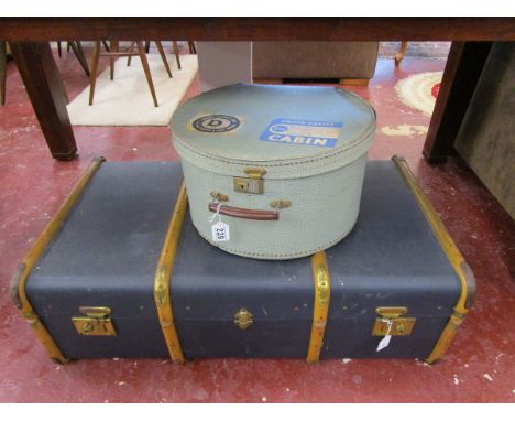 Wooden banded cabin trunk & hat box