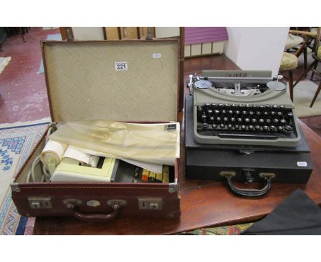 Vintage Oliver typewriter and adding machine in leather case