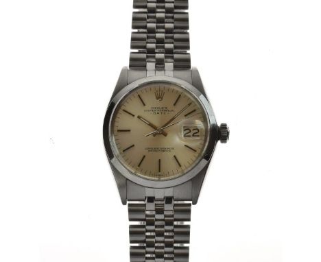 Rolex - Stainless steel cased Oyster Perpetual date automatic chronometer wristwatch, ref: 1500, signed silvered dial with ho