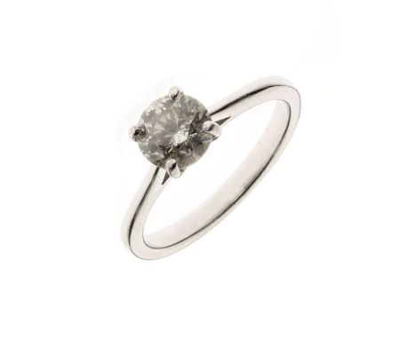 Single stone diamond 18ct white gold ring, the brilliant cut of approximately 1 carat, size L½, approx 3.1g gross  Condition: