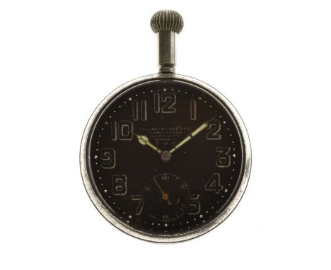 Naval Interest - Octava Watch Co. Switzerland World War I Admiralty Department issue nickel-cased lever pocket watch, the bla