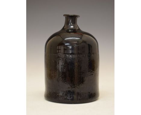 Late 18th/early 19th Century dark olive green glass bottle of approximately 1 gallon capacity, with off-set flat rim, smooth 