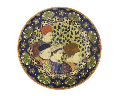 Early 20th Century Italian Maiolica charger by Torquato Castellani, Rome, (b.1846) having painted decoration depicting head a