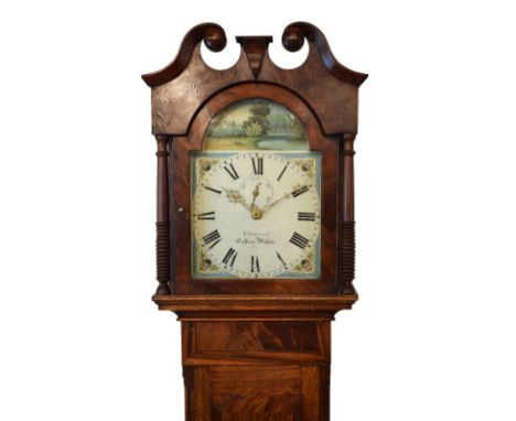 19th Century oak and mahogany-cased painted dial 30-hour longcase clock, Thomas Gatward, Saffron Walden circa 1830, the 12-in