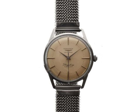 Longines - Flagship stainless steel cased automatic chronometer wristwatch, the signed champagne dial with raised polished st