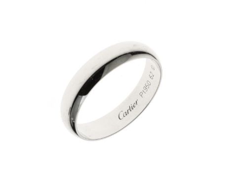 Cartier - Platinum wedding band stamped Cartier Pt 950 HJ6002, approx size T, 6.4g approx  Condition: Light surface wear to t