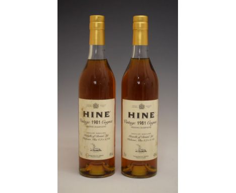Hine Grande Champagne Cognac 1981 Vintage, landed in 1987, bottled in 2000, two bottles (2)  Condition: Seals are good, level