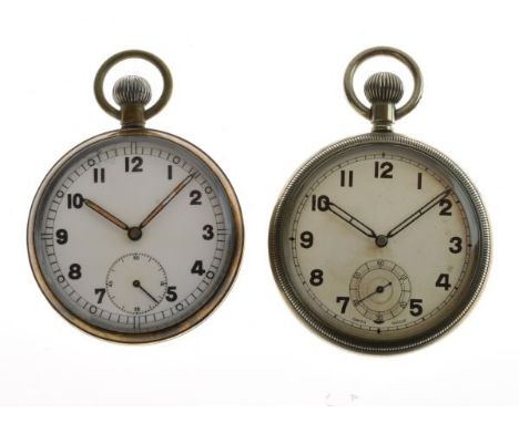 Military Interest - Early 20th Century GS/TP open face pocket watch, the white Arabic dial with subsidiary seconds at 6, lumi