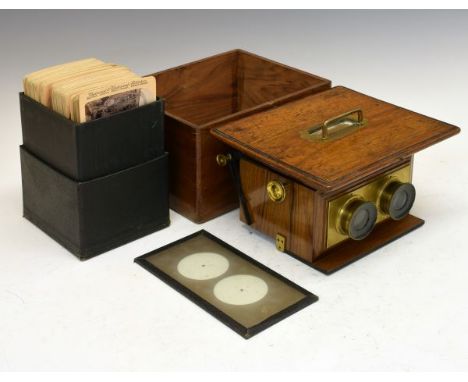 Late 19th/early 20th Century walnut cased stereoscopic viewer by Smith, Beck &amp; Beck of London, No.147, the case 20.25cm w