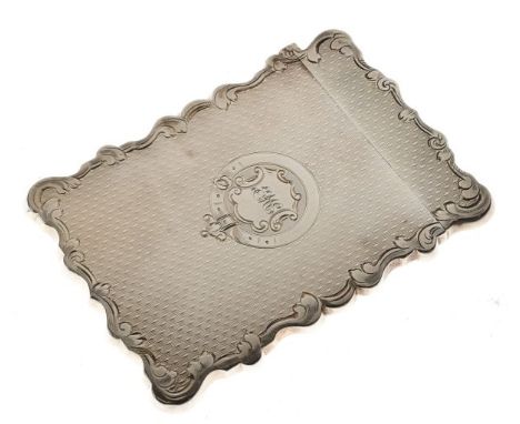 Victorian silver visiting card case having allover engine turned decoration, sponsor's mark of Alfred Taylor, Birmingham 1853