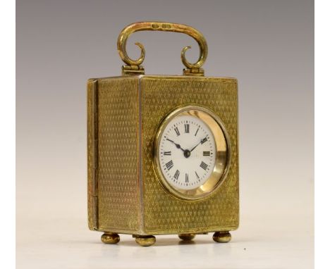 George V silver cased carriage or desk timepiece, having a 3.5cm white Roman dial, the back-wound movement with lever platfor