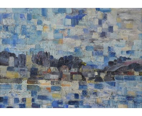 John Crossley (b. 1952) - Oil on board - No. 3 Fowey, being an abstract coastal view, unsigned, verso with artist's label dat