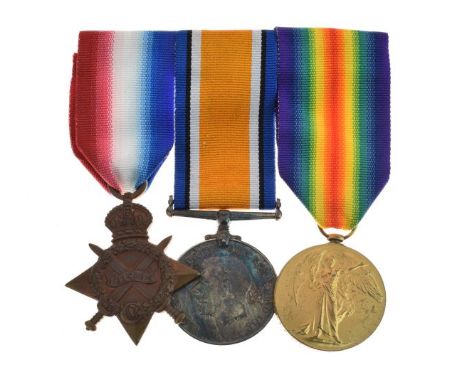 World War I family trio comprising: 1914-15 Star awarded to Ply 13451 Private E.R. Dursley, Royal Marine Light Infantry, toge