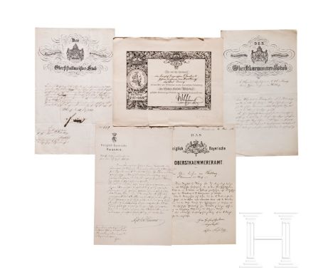Offiziersfamilie der Freiherren von Hertling - 16 Dokumente, 19./20. Jhdt.  Teinahmezertifikat für Oberleutnant von Hertling 