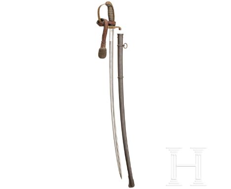 Säbel für Offiziere der hessischen Armee, um 1900  Leicht gekrümmte Steckrückenklinge (geschärft) mit Schör, an der Wurzel di