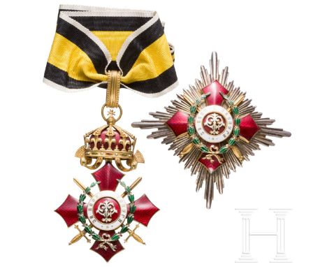 Militärverdienstorden 2. Klasse, 1. Modell (1900 - 1933), um 1916 - 1918  Set der 2. Klasse, bestehend aus Kreuz der 2. Klass