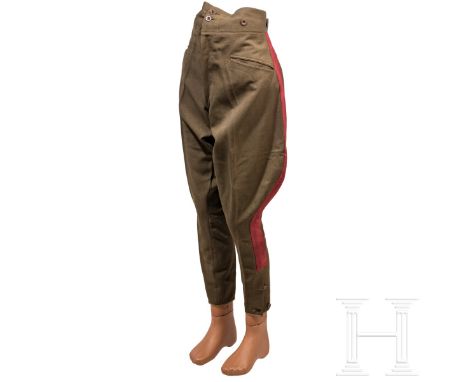 Feldgraue Stiefelhose für einen Generalstabsoffizier des Heeres, Zweiter Weltkrieg  Feines feldgraues Tuch, rote Lampassen, f