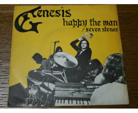 GENESIS - original stock copy of "Happy The Man" c/w "Seven Stones" on pink Charisma label (CB181) with original picture slee